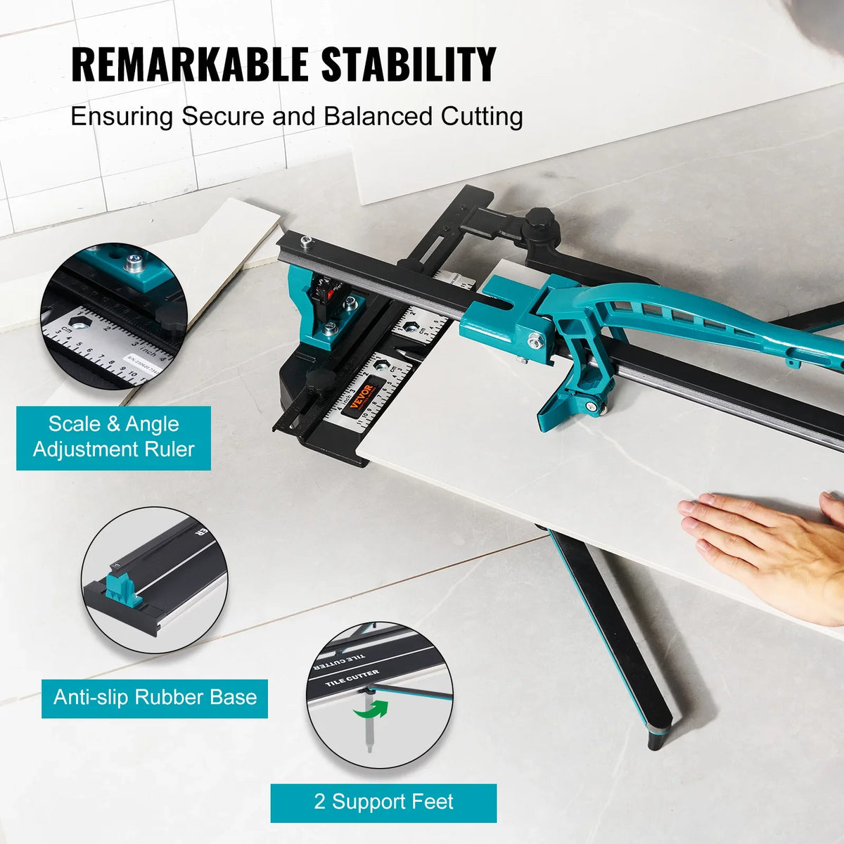 1200mm Manual Tile Cutter,Porcelain Ceramic Tile Cutter Tungsten Carbide Cutting Wheel,Infrared Positioning,Anti-Skid Feet