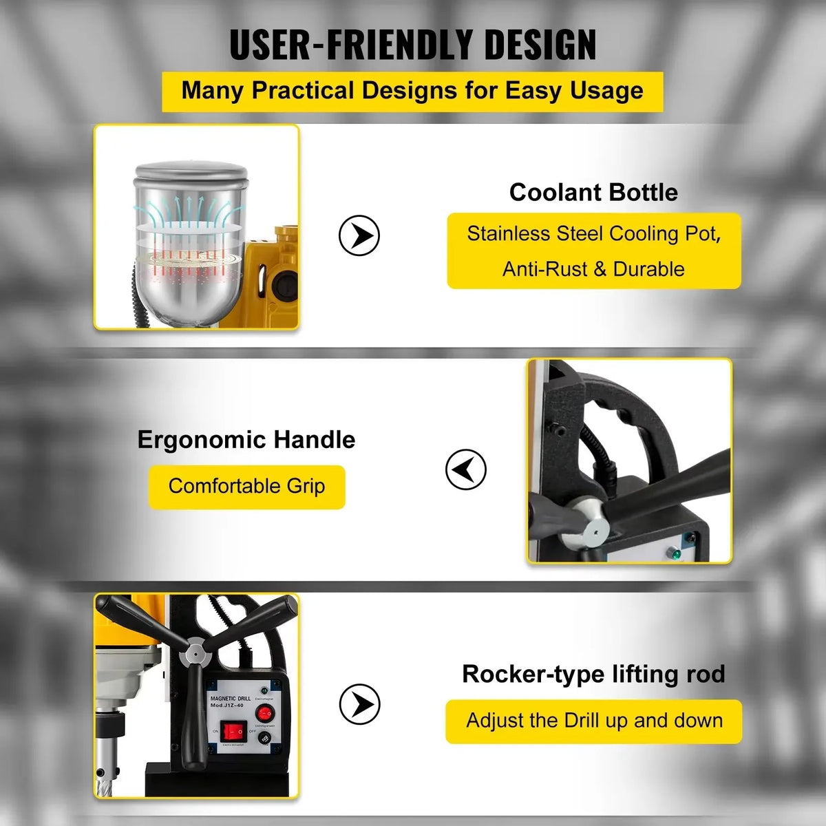 Magnetic Drill Press 980/1100/1200W Electric Bench Drilling Rig Machine for Engineering Steel Structure MD40 MB23 BRM35 ﻿