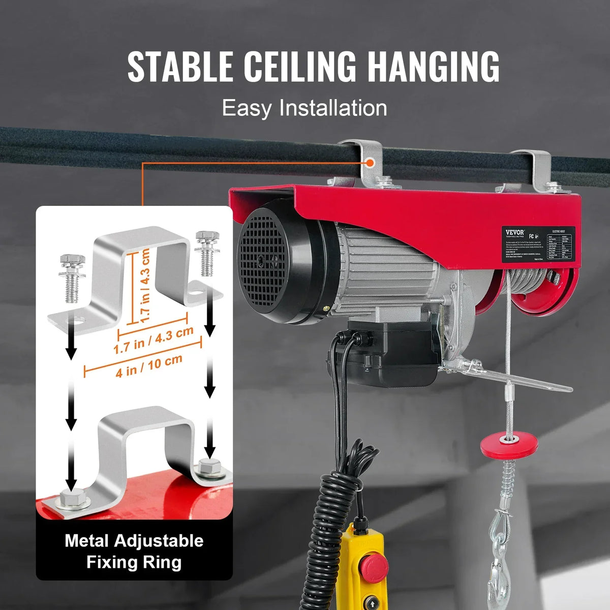 Electric Hoist 200-1000kg with Wired/Wireless Remote Control Lifting Crane Cable Hoist Winch for Boat Car Garage Elevator