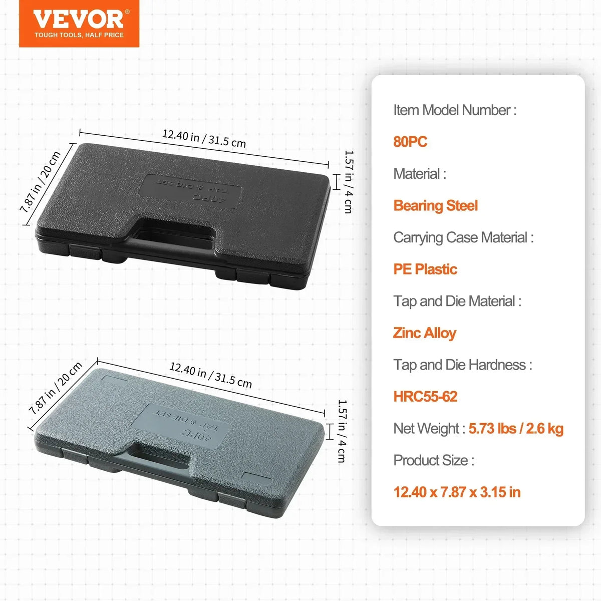 Tap and Die Set 40PCs 60PCs 80PCs 110PCs Metric or SAE Standard Bearing Steel Taps and Dies Essential Threading Tool