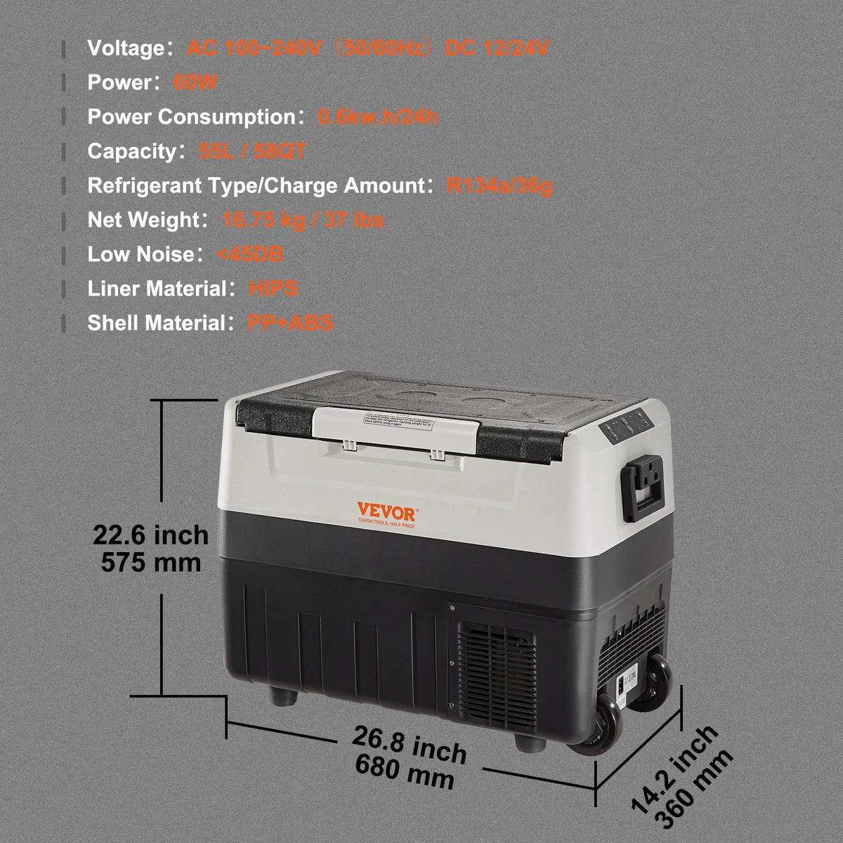 35L 38L 45L 53L 55L Car Refrigerator, -4℉-50℉ Dual Zone Portable Freezer, Compressor Cooler for Outdoor, Camping, Travel