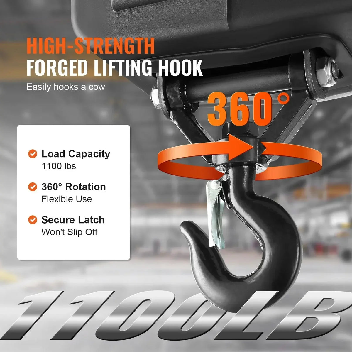 1100lbs1500W 3-in-1Electric Hoist Winch Portable Power Winch Crane with Wired/Wireless Remote Control for Overload Protect