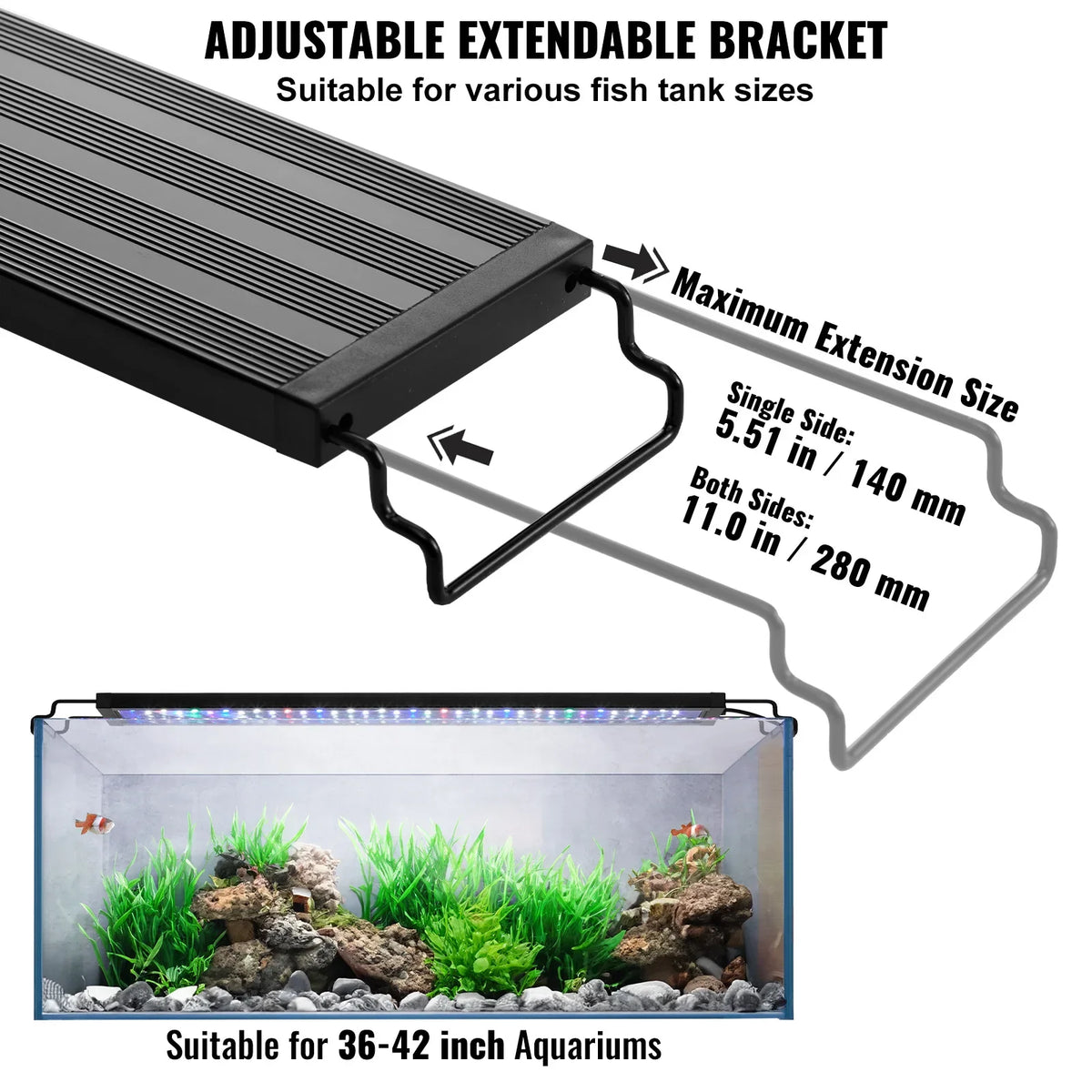 Aquarium Light 26W Full Spectrum Fish Tank Light w/ Adjustable Brightness&Timer Power-Off Memory for Freshwater Fish Tank