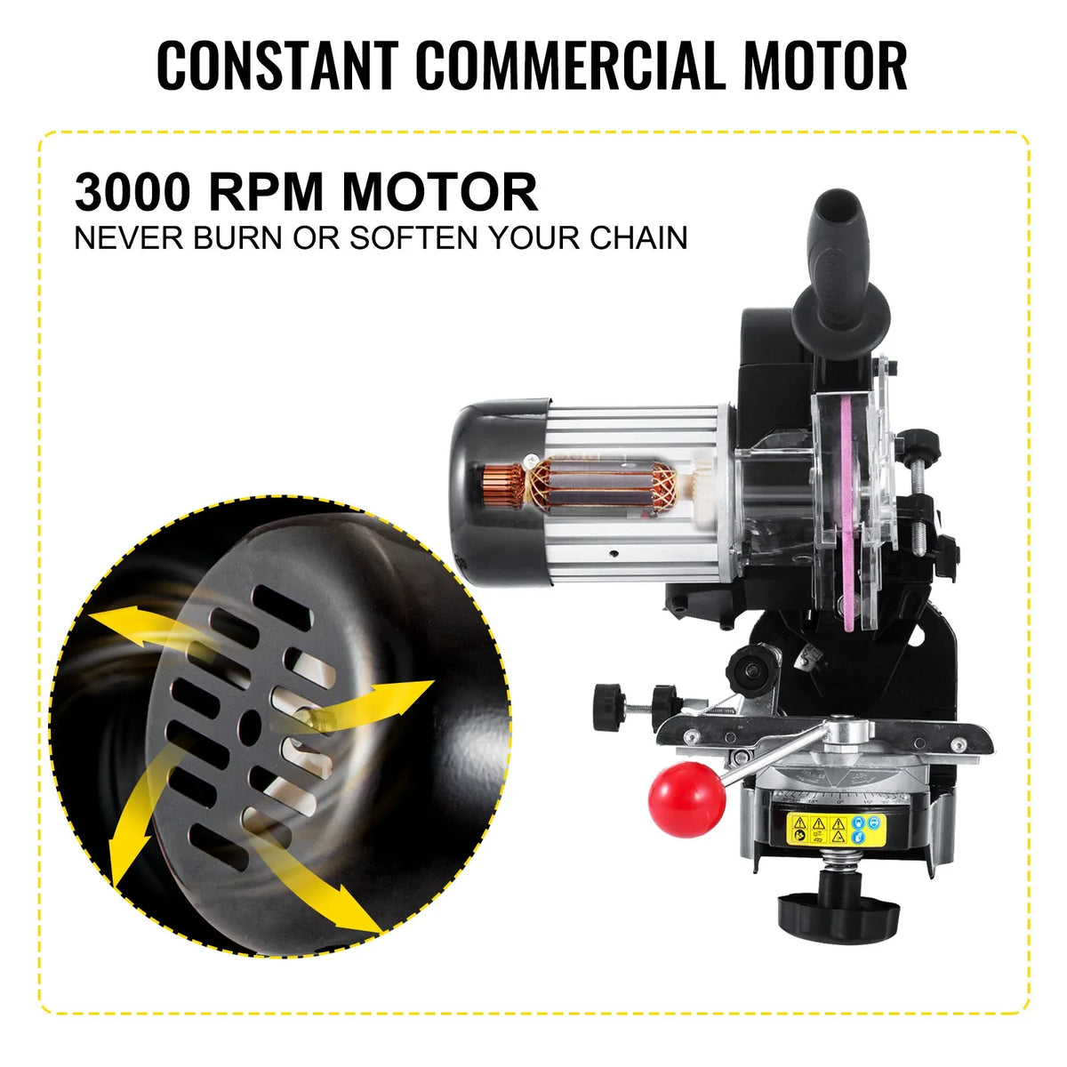 Electric Chainsaw Sharpener 230W Multi-Angle Adjustable Chain Grinder 3000RPM Chainsaw Sharpener for 1/4" to 2/5" Chains