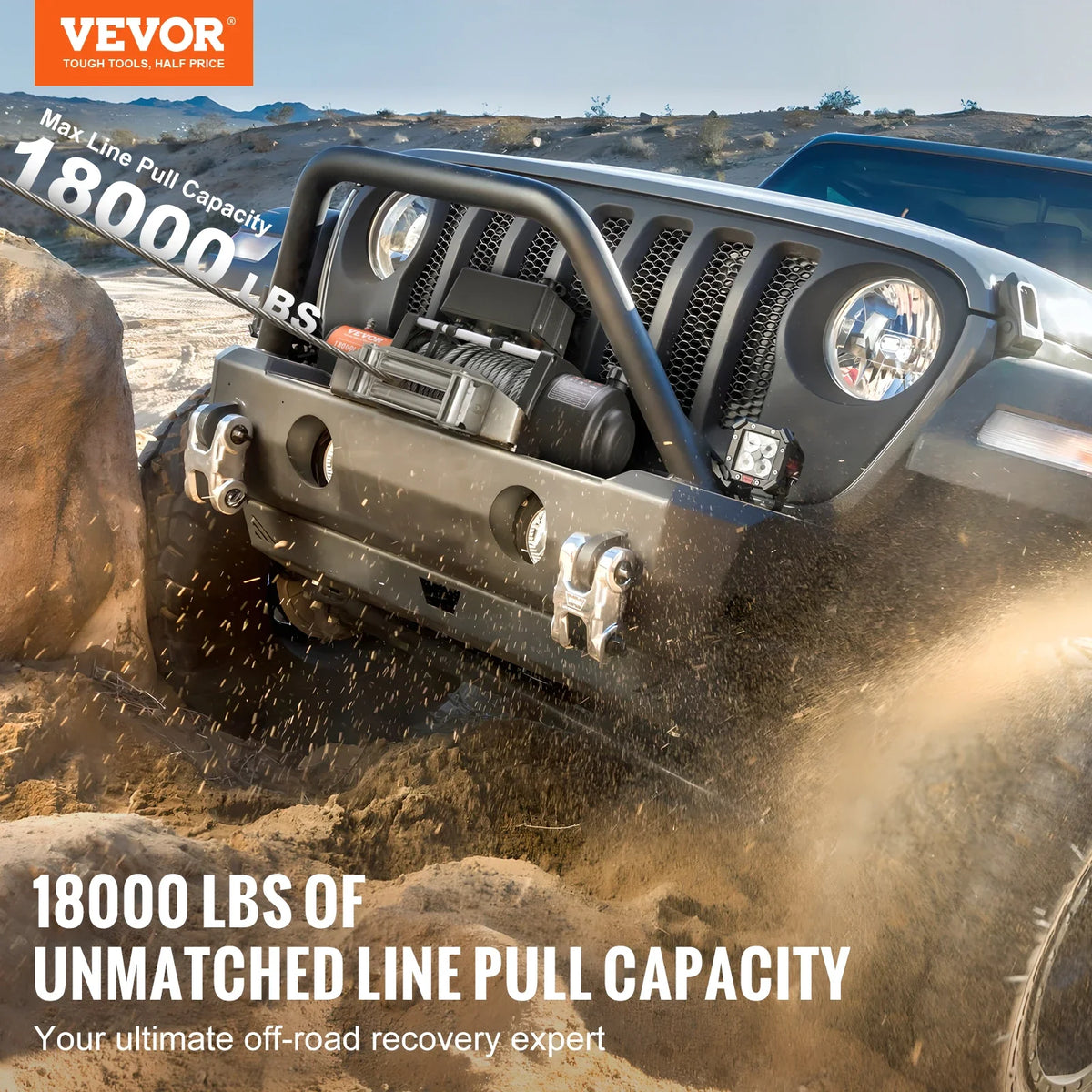 18,000 lb 12V DC Electric Winch with Wired Remote Control, IP55 Waterproof for Towing Off-Road SUV Jeep Truck Trailer Boat