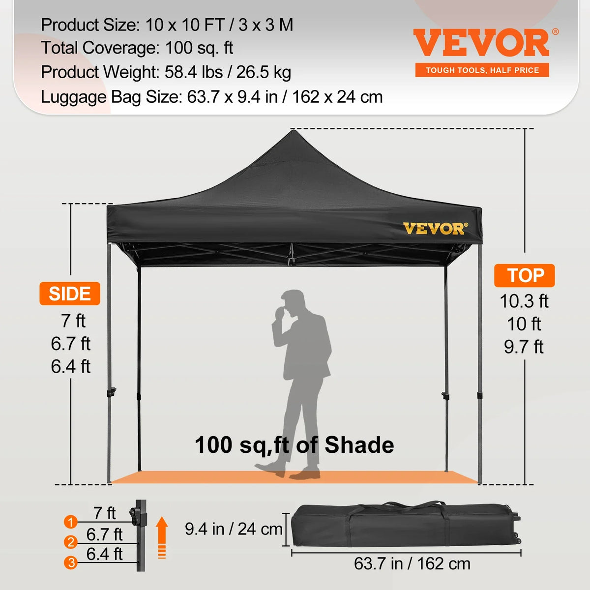 Pop Up Canopy Tent 10x10FT Outdoor Backyard Gazebo Tent with Removable Sidewalls Waterproof Instant Garden Gazebo Shelter