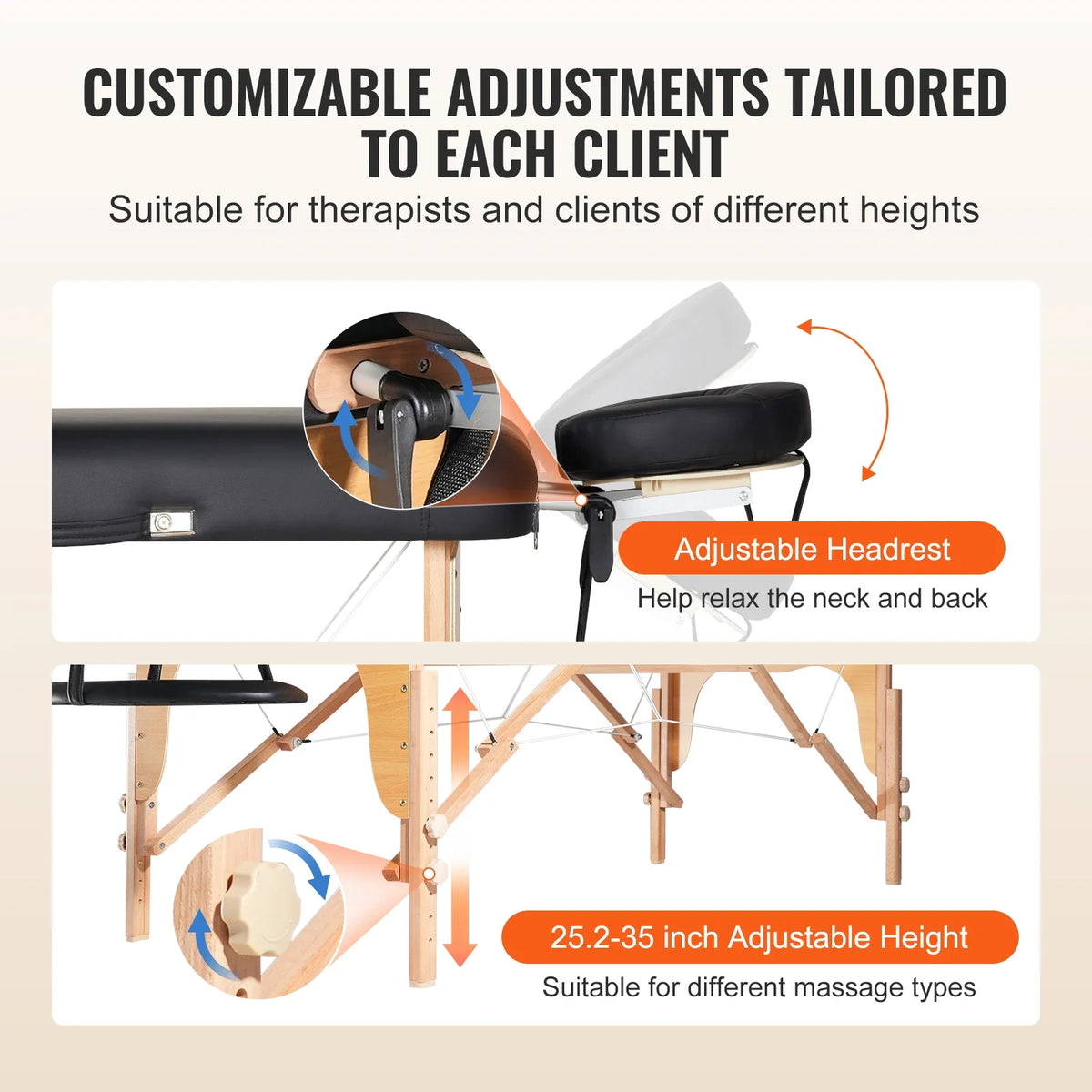 Professional Wide Massage Table 30" W Heavy Duty Folding Massage Table  8-Level Height Adjustable Facial Salon Tattoo Bed