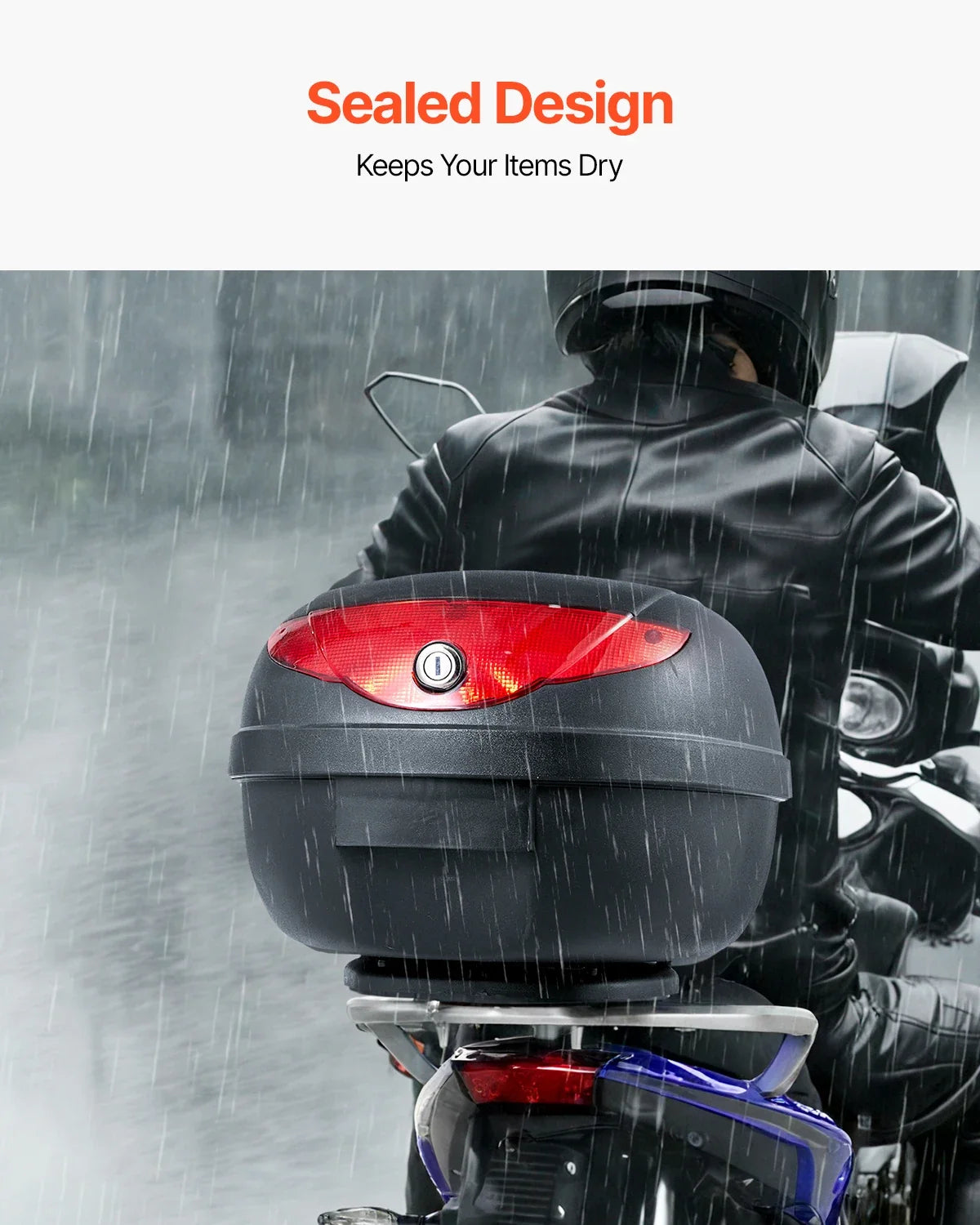 24L/38L/48L/62L Universal Durable PP Material Motorbike Tail Box with Reflective Panel,  Fit for 99% of Motorcycle Frames