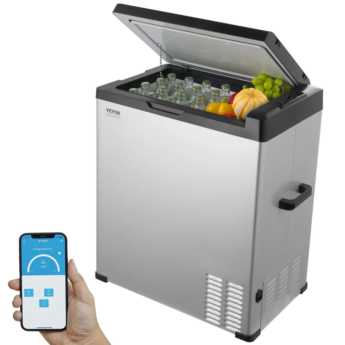 70L Car Refrigerator, 12V Car Fridge, Single Zone Portable Freezer, -4℉-68℉, 12/24V DC and 100-240V AC Compressor Cooler