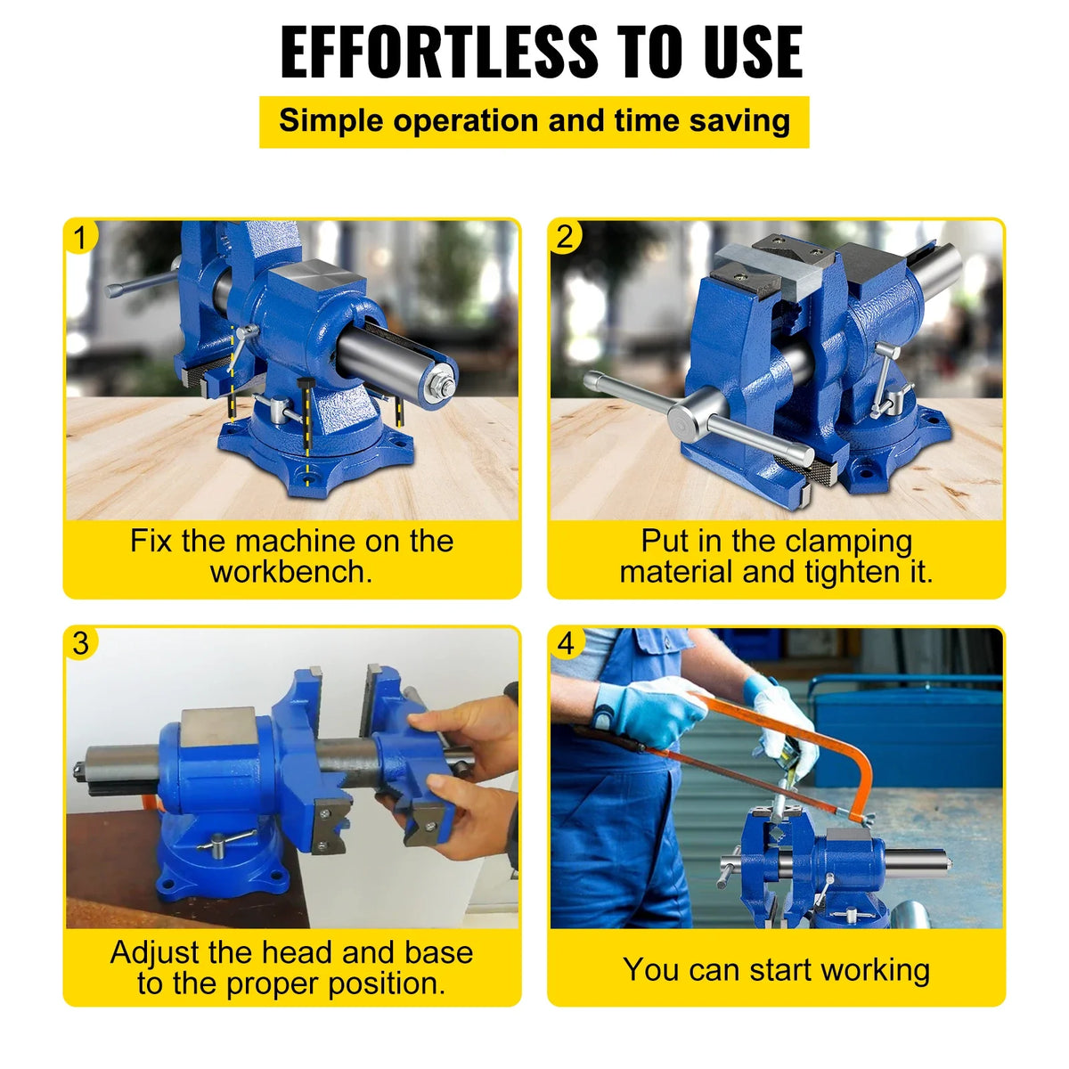 5" Multipurpose Bench Vise 360° Swivel Rotating Vise Head/Body 30Kn Clamping Force for Clamping Fixing Home Hand Tool