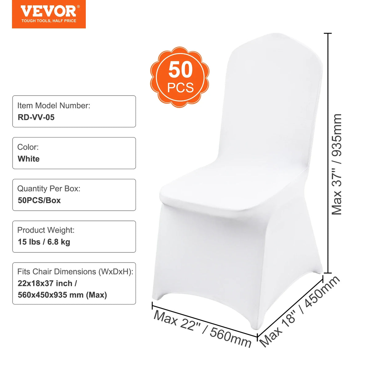 Stretch Spandex Folding Chair Covers 50PCS Universal Fitted Chair Cover Slipcovers for Wedding Holiday Banquet Party