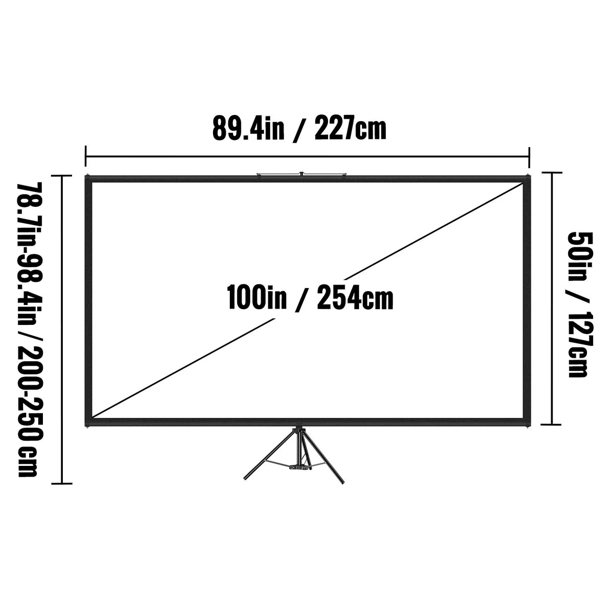 Tripod Projector Screen Stand 60 70 80 90 100 110 Inch 16:9 4K HD Portable Home Cinema for Indoor & Outdoor Projection