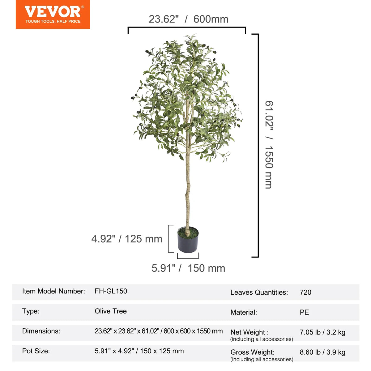 Artificial Olive Tree 4/5/6 FT Tall Faux Plant Secure PE Material & Anti-Tip Tilt Protection Low-Maintenance Tree for Home