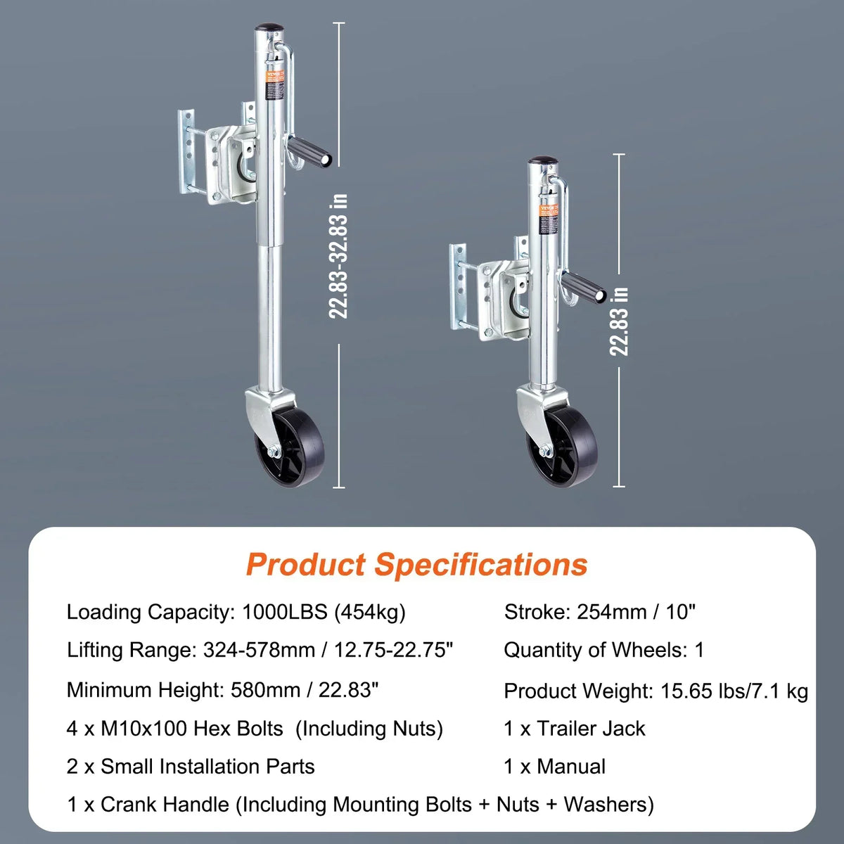 Trailer Jack Tongue Stand 1000/1500/2000lbs with Solid Jockey Sidewind Round Wheel  and Handle for lifting RV Trailer Boat