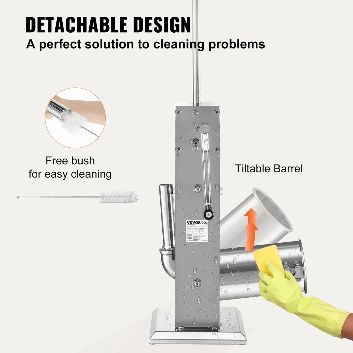 Manual Sausage Stuffer 3L 5L Stainless Steel Making Sausage Vertical Maker with 5 Filling Funnels