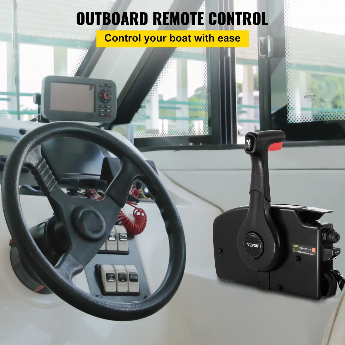 881170A15 Outboard Remote Control Box Throttle Shifter Boat Accessories with 8 Pin 15ft Harness for Mercury Mariner Motor