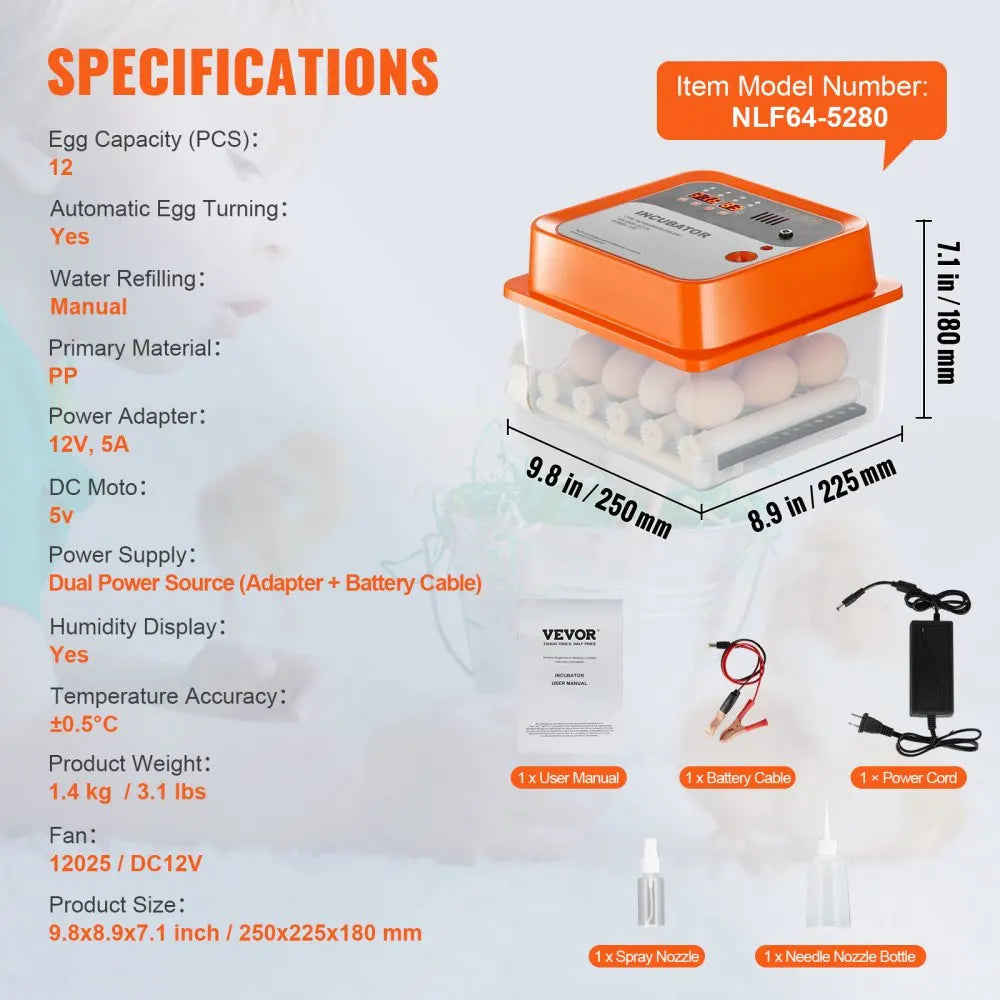 Egg Incubator  Incubators for Hatching Eggs  Automatic Egg Turner with  Temperature and Humidity Control  Poultry Hatcher