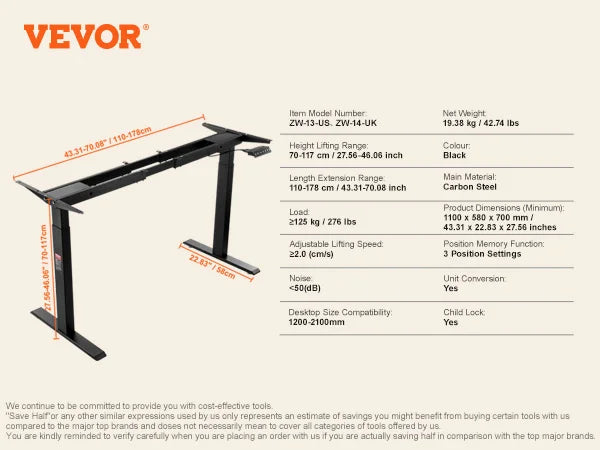 Standing Desk Frame Electric Stand Up Computer Desk Legs Ergonomic DIY Workstation Base for Home and Office Black white