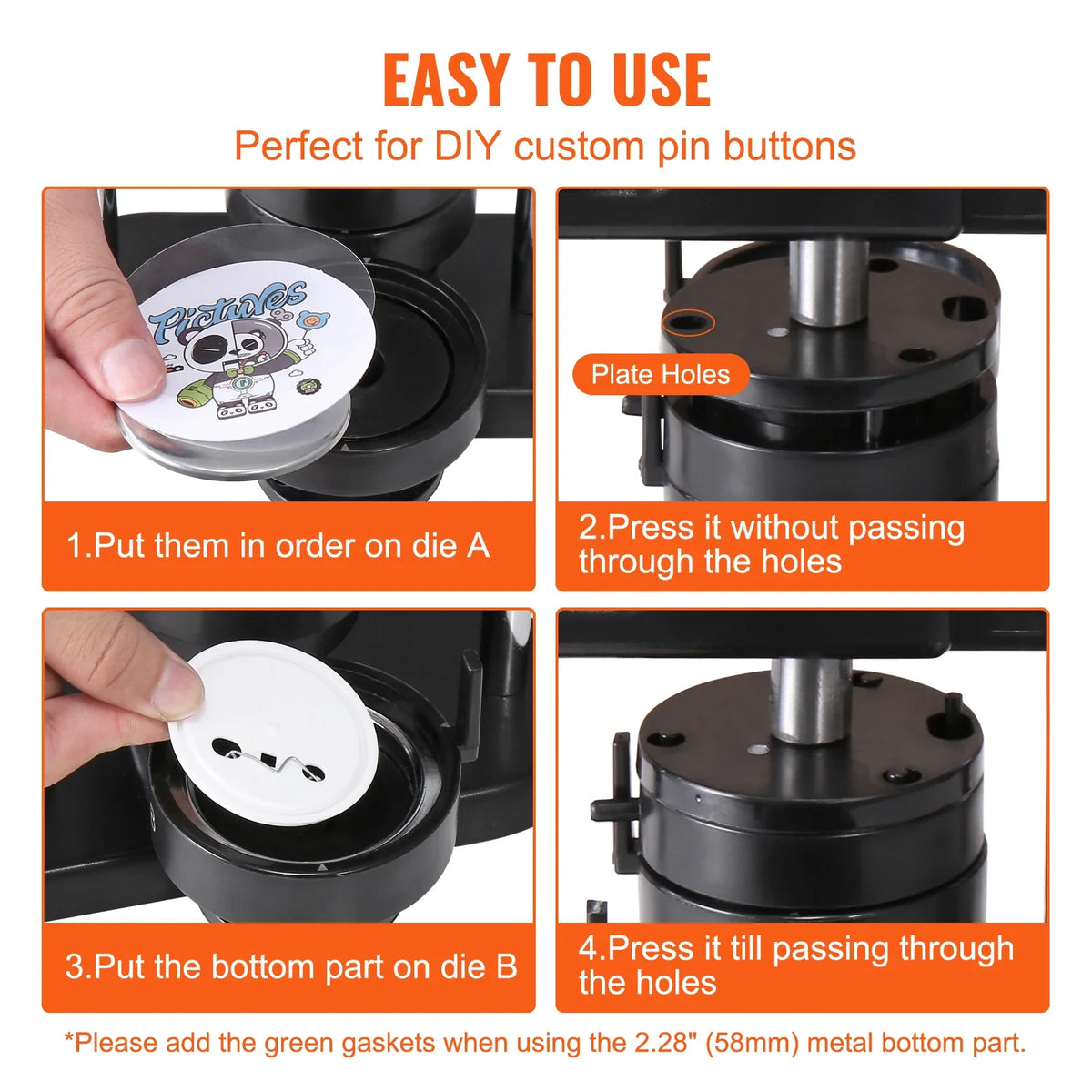 Button Maker 3-IN-1 Pin Maker w/300pcs Button Parts Button Maker Machine Arc Handle Punch Press Kit For Children DIY Gifts