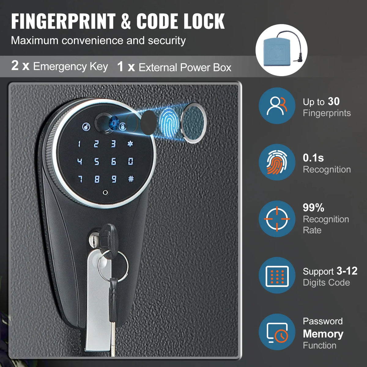 6 Rifles Gun Safe Rifle Safe W/ Fingerprint & Digital Keypad Lock Removable Gun Storage Cabinet W/ Built-in Storage Locker