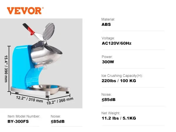Ice Crushers Machine,220lbs Per Hour Electric Snow Cone Maker w/4 Blades,Stainless Steel Shaved Ice Machine w/Cover & Bowl