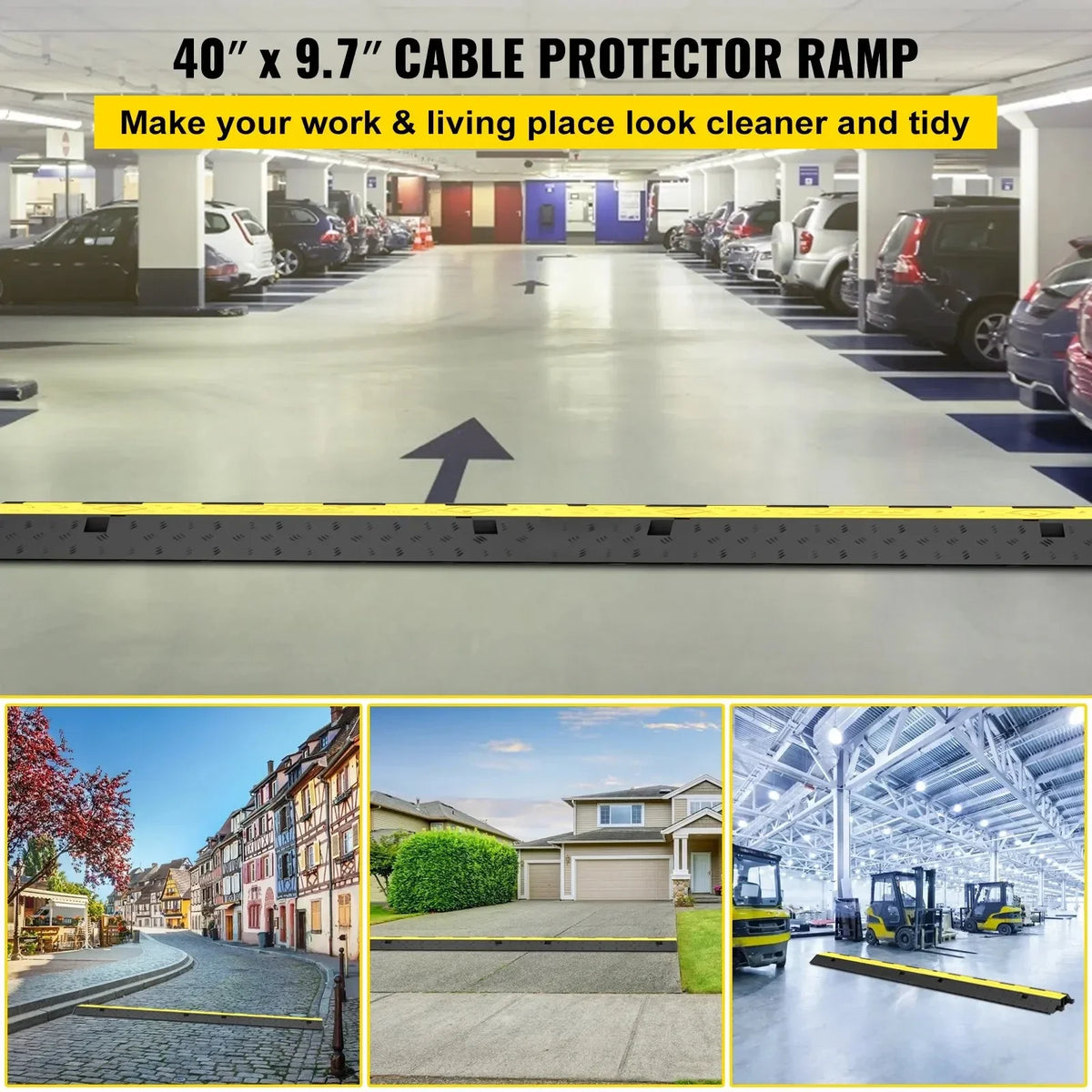 Cable Protector 2 Channels 3/5 PCS Traffic Ramp Wire Cable Cover Cord Guard Speed Bump Protecting Wires Getting Damaged
