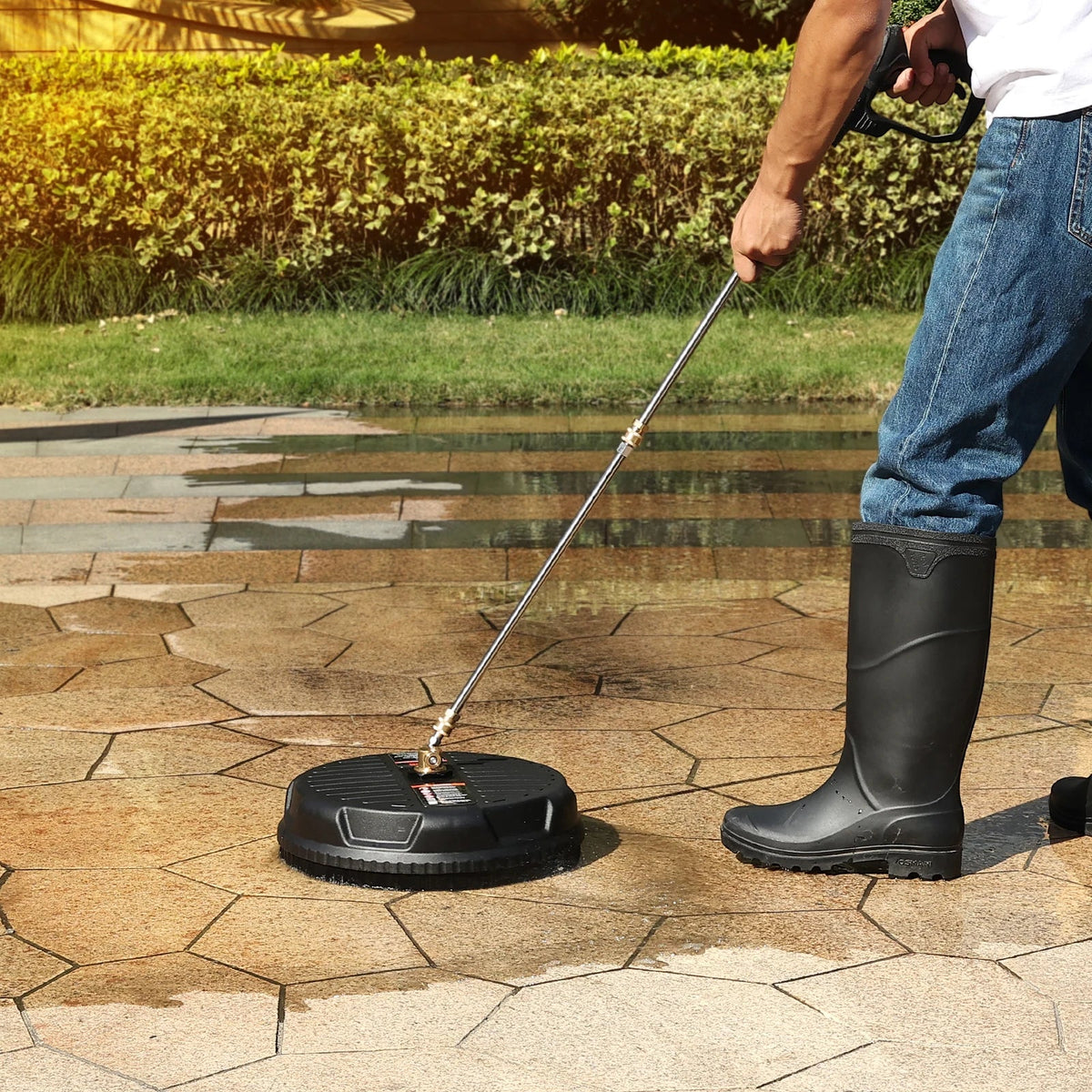 Floor Surface Pressure Cleaner Universal 15" Pressure Washer Attachment W/ 1/4" Quick-Connector Power Concrete Cleaner