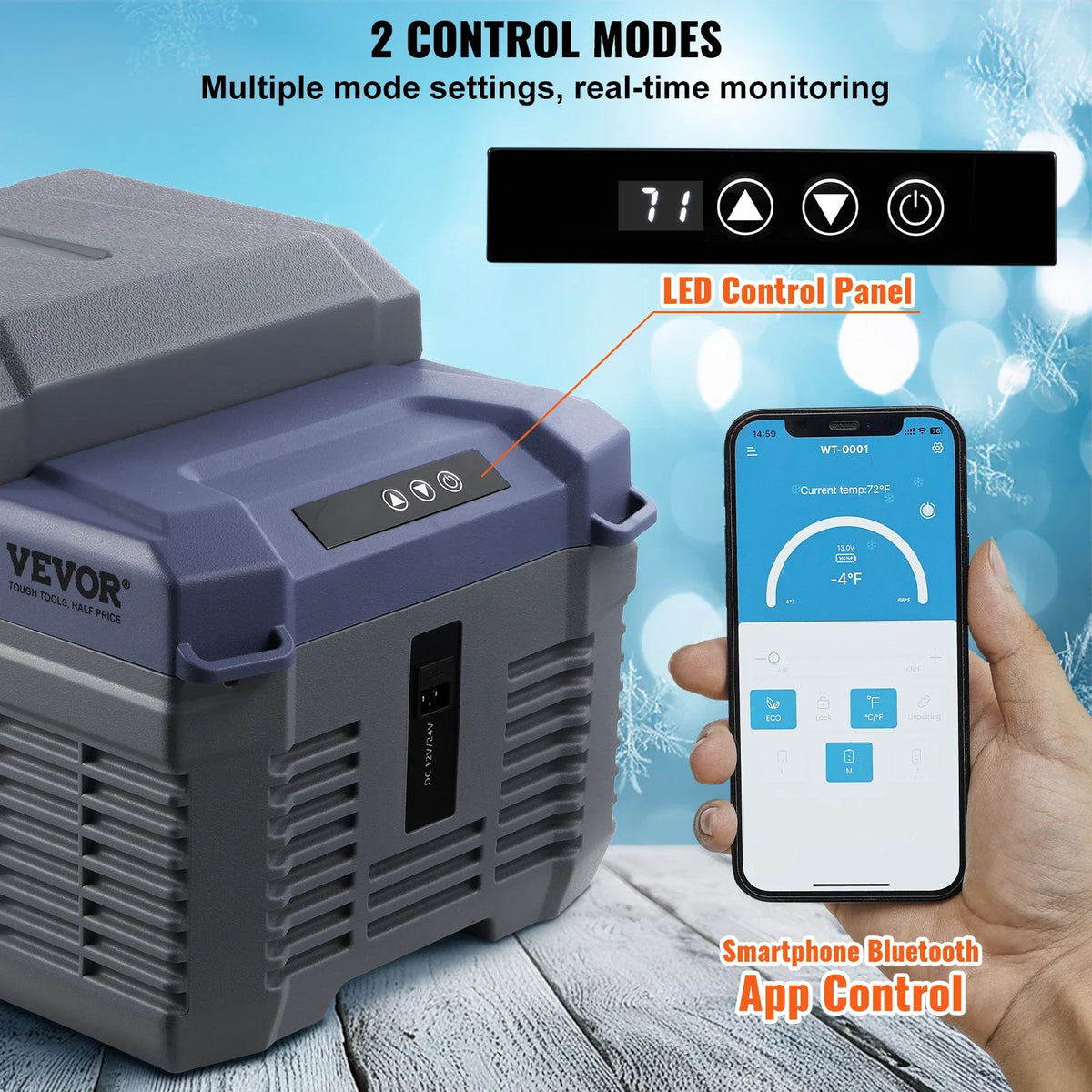 12L Car Refrigerator,12V Car Fridge,Single Zone Portable Freezer,-4℉-68℉ Range,12/24V DC and 100-240V AC Compressor Cooler