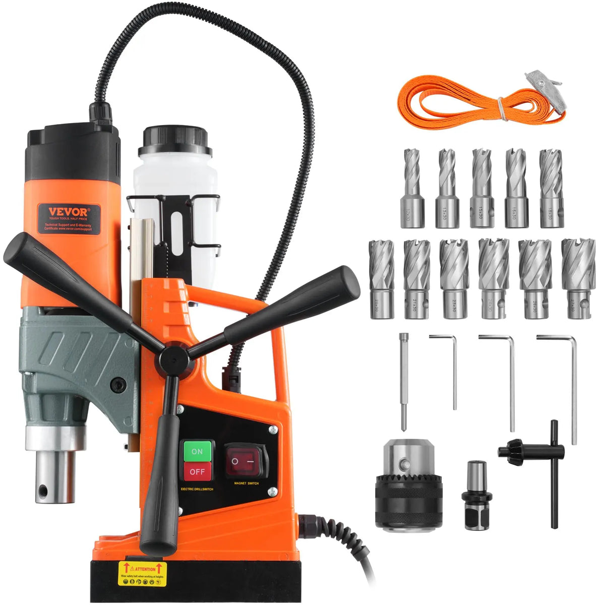 Magnetic Drill 1450W 1.57" 12500N Portable Electric Mag Drill Press Variable Speed Drilling Machine for  Home Improvement