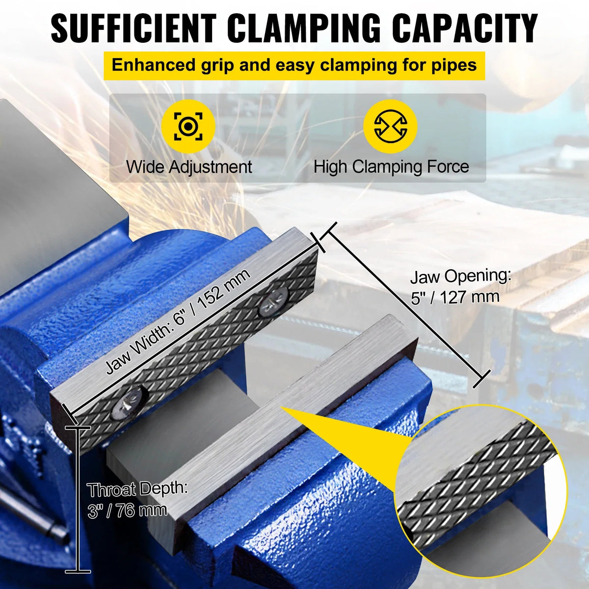 5" Multipurpose Bench Vise 360° Swivel Rotating Vise Head/Body 30Kn Clamping Force for Clamping Fixing Home Hand Tool