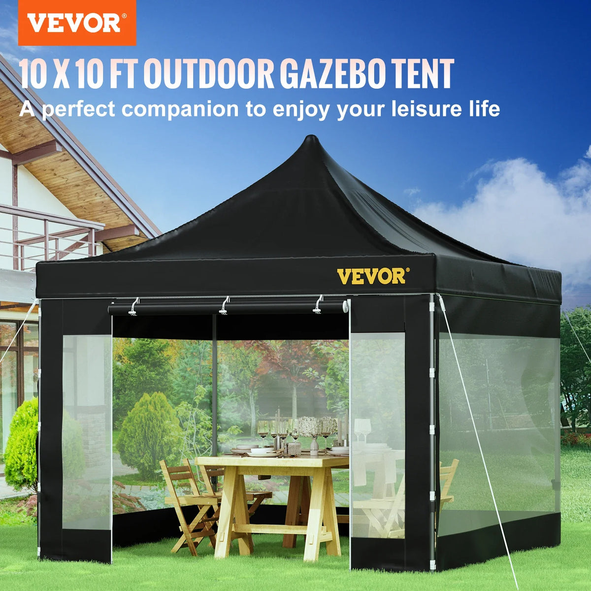 Pop Up Canopy Tent 10x10FT Outdoor Backyard Gazebo Tent with Removable Sidewalls Waterproof Instant Garden Gazebo Shelter
