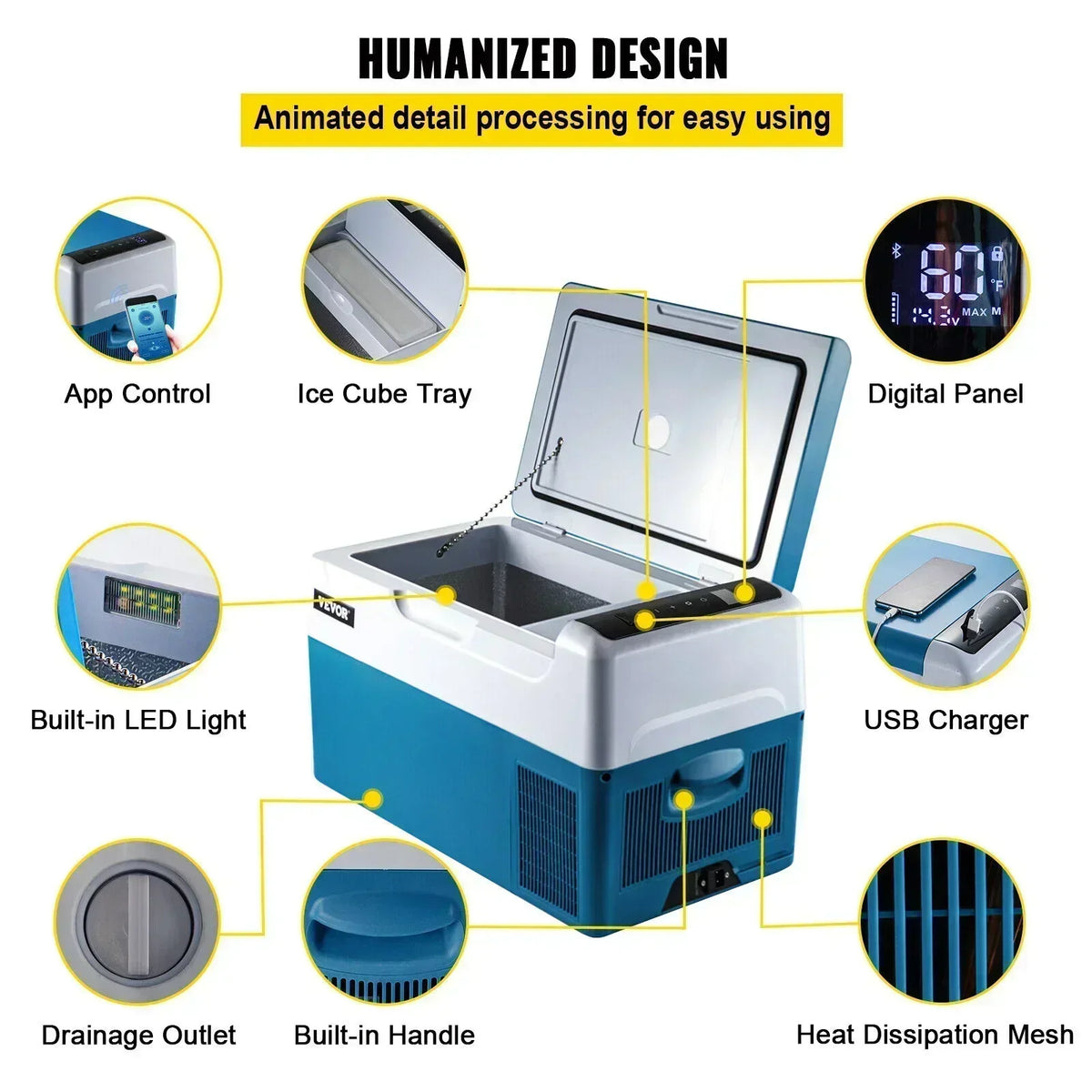 Car Fridge 22L Car Refrigerator 12/24v Car Refrigerator Compressor Portable Mini Electric Cooler for Outdoor and Home Use