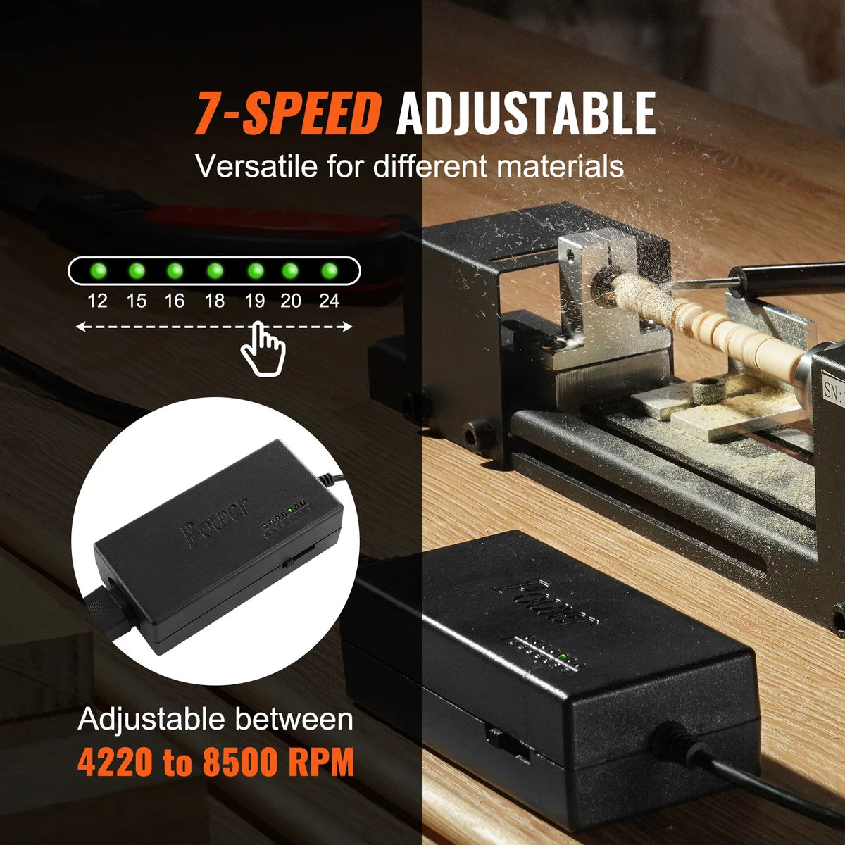 Mini Lathe Machine 7-Inch Mini Wood Lathe Tools Milling Machine Accessories for DIY Woodworking Wood Drill Rotary Tool