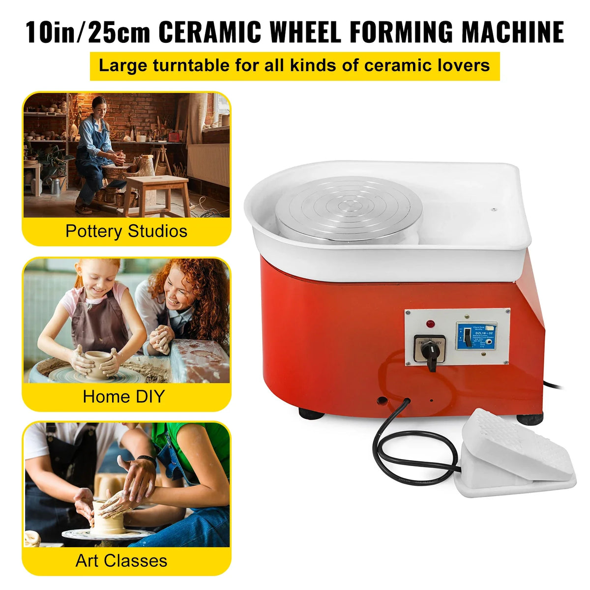 Electric Pottery Wheel Ceramic Machine 25cm Pottery Wheel Machine 280W Pottery DIY Kit for Ceramic Work Ceramics Clay