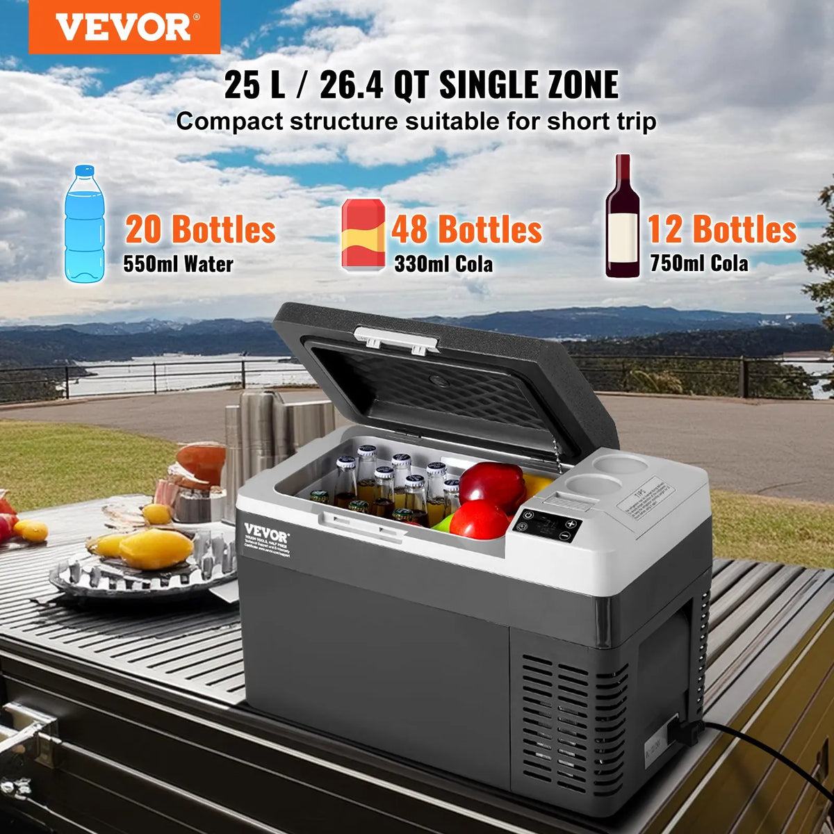 Portable Car Refrigerator Freezer Compressor 8L/15L/25L/70L Single Zone Compressor Cooler for Home,Outdoor Camping RV