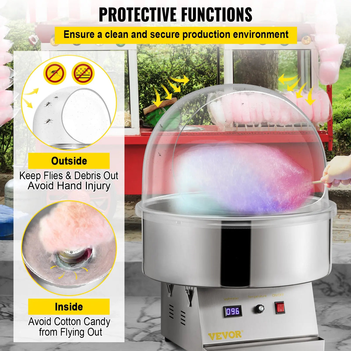 Candy Bubble Shield Clear Plastic Cotton Candy Cover for Commercial Candy Maker Machine Use Party Celebration(Only Cover)