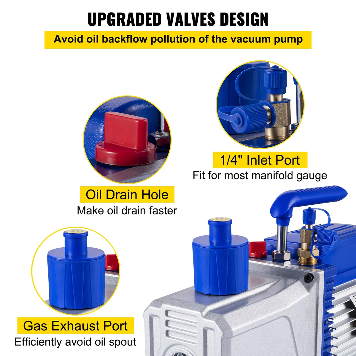 10CFM 1HP Vane Ultimate HVAC Rotary Auto AC Refrigerant Vacuum Pump, for Automobile Reparation Vacuum Evacuation