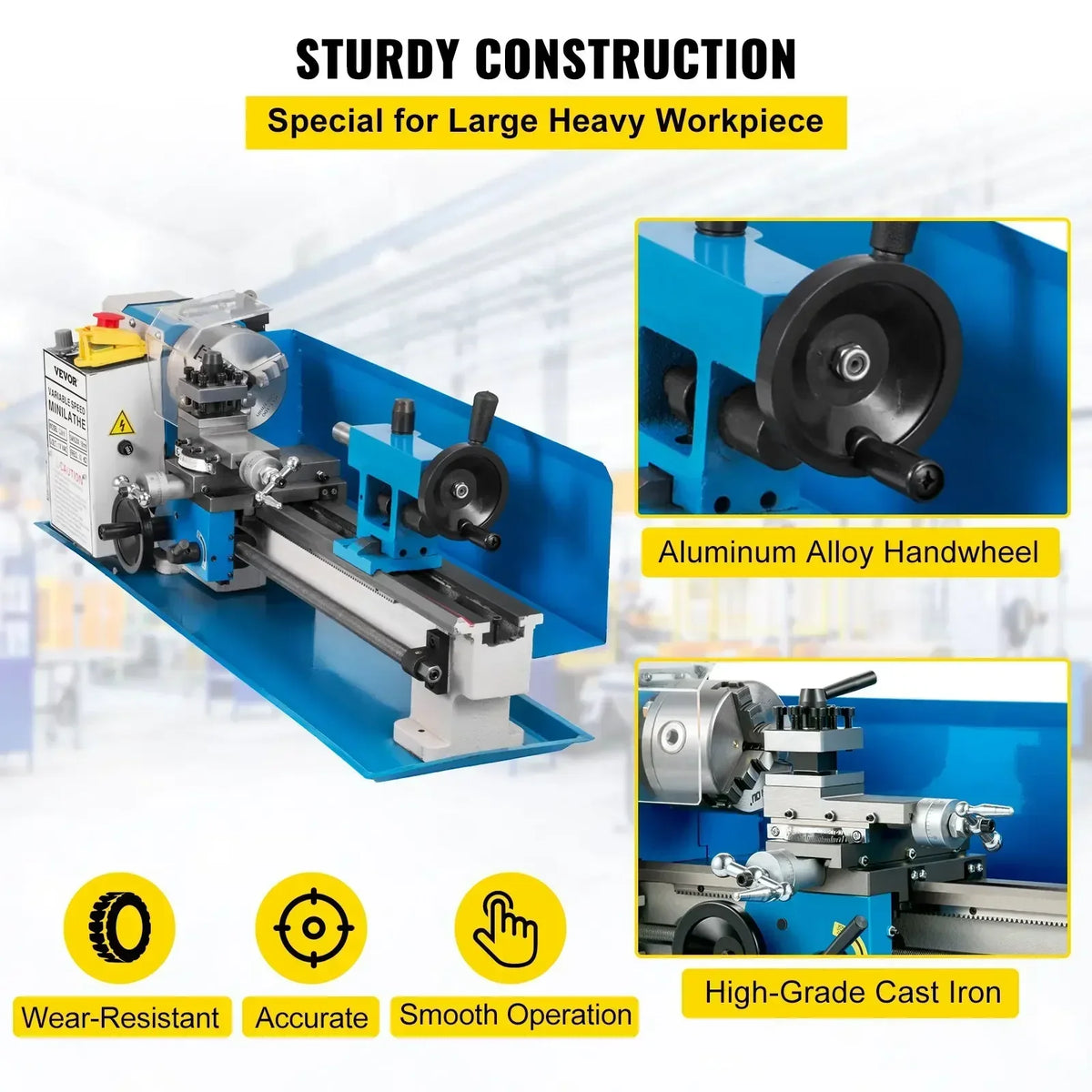 Mini Metal Lathe 550W Metal Mini Lathe 180x350mm Tool Precision Machine Metalworking Home Tool Speed Milling Metal Turning