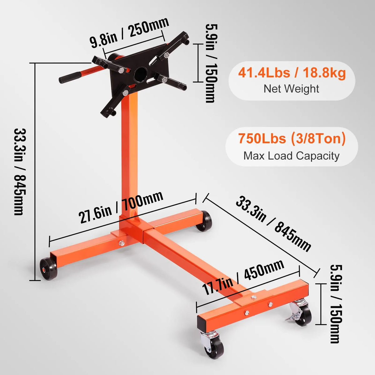 Engine Stand 750/1300/1500 lbs Rotating Engine Motor Stand with 360 Degree Adjustable Head Dolly for Vehicle Auto Repair