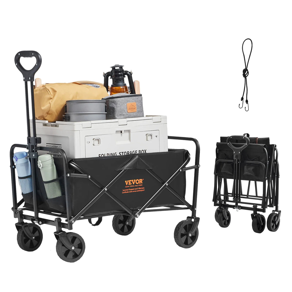Collapsible Folding Wagon Beach Wagon Cart Heavy Duty Folding Wagon Cart 220 lbs  for Camping Shopping Gar
