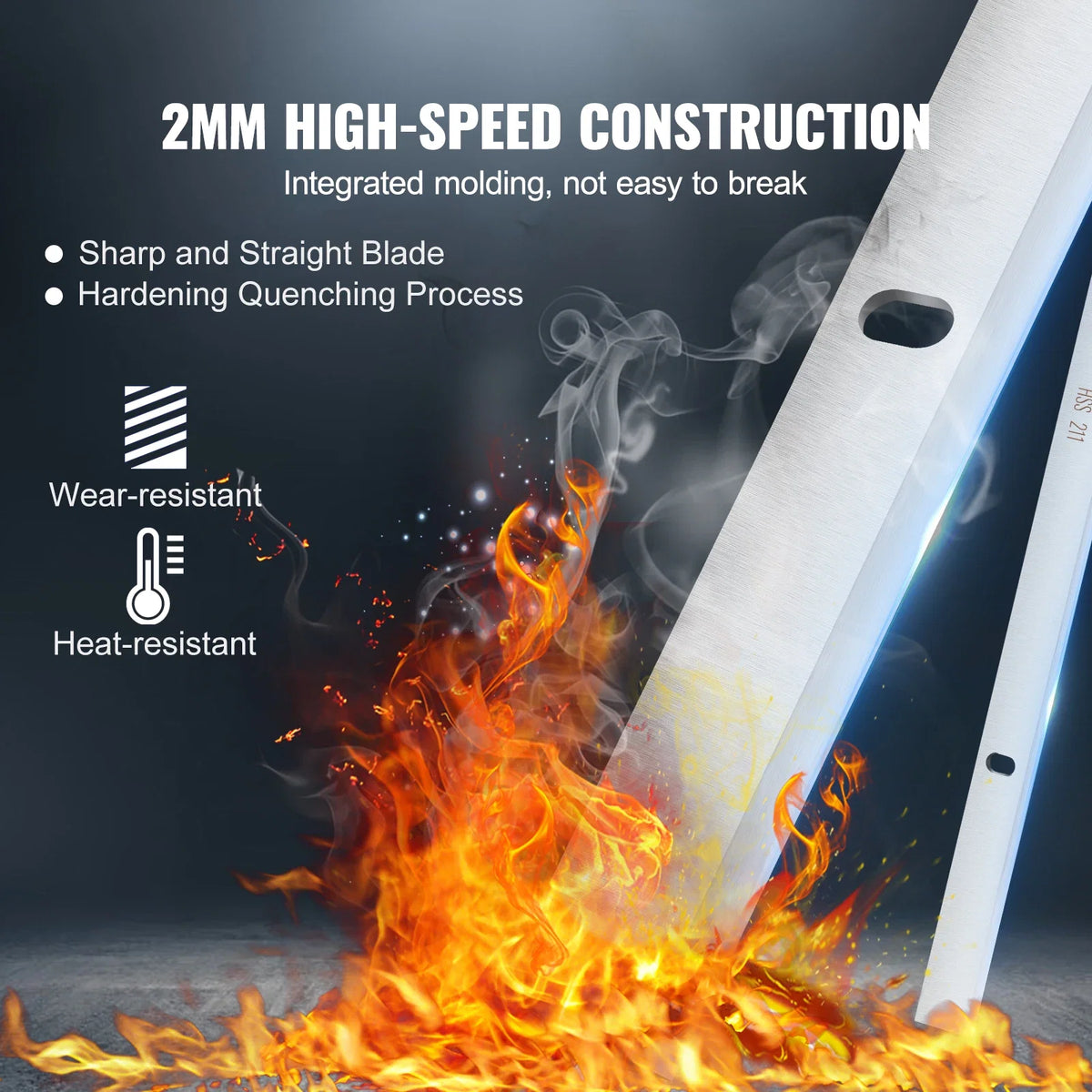 Planer Knives, 13 inch 2mm Thickened High Speed Steel Replacement HRC55-60 Hardness, Suit for 13in/12.5in Benchtop Planer