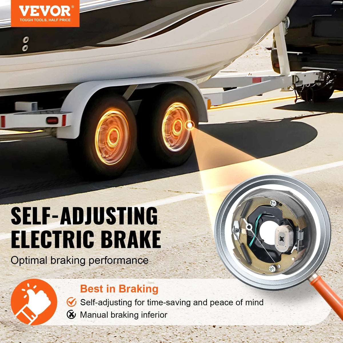 1 Pair 3500/7000 lbs Electric Trailer Brake Assembly Self-Adjusting Axle Backing Plates for Brake System Part Replacement