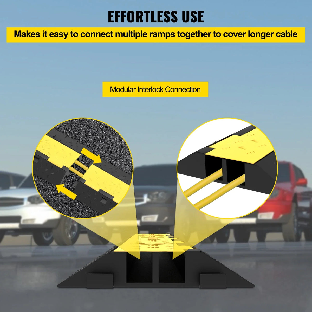 Cable Protector Ramp Wire Cable Cover Cord Guard 2 Channels Rubber + PVC 11000LBS Speed Bump Parking Lots Driveway Traffic
