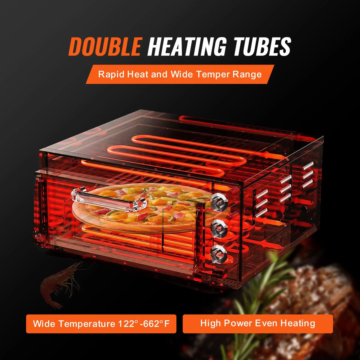 Commercial Pizza Oven Countertop, 16" Single Deck Layer, Stainless Steel Electric Pizza Oven with Stone and Handle