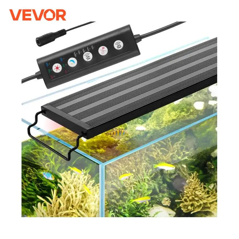 Aquarium Light 26W Full Spectrum Fish Tank Light w/ Adjustable Brightness&Timer Power-Off Memory for Freshwater Fish Tank