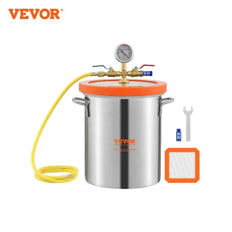 3/5 Gallon Vacuum Chamber Glass Lid Vacuum Degassing Chamber for Stabilizing Wood Resin/Silicone/Plaster Degassing