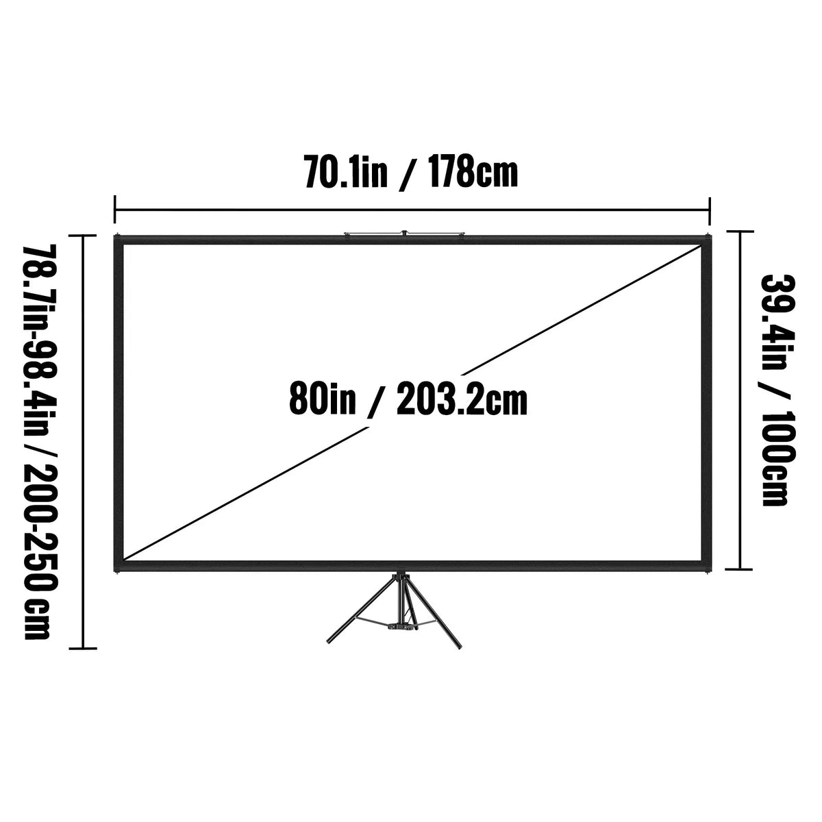 Tripod Projector Screen Stand 60 70 80 90 100 110 Inch 16:9 4K HD Portable Home Cinema for Indoor & Outdoor Projection