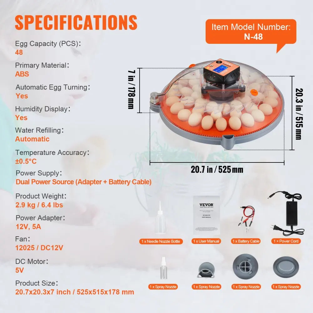 Egg Incubator  Incubators for Hatching Eggs  Automatic Egg Turner with  Temperature and Humidity Control  Poultry Hatcher