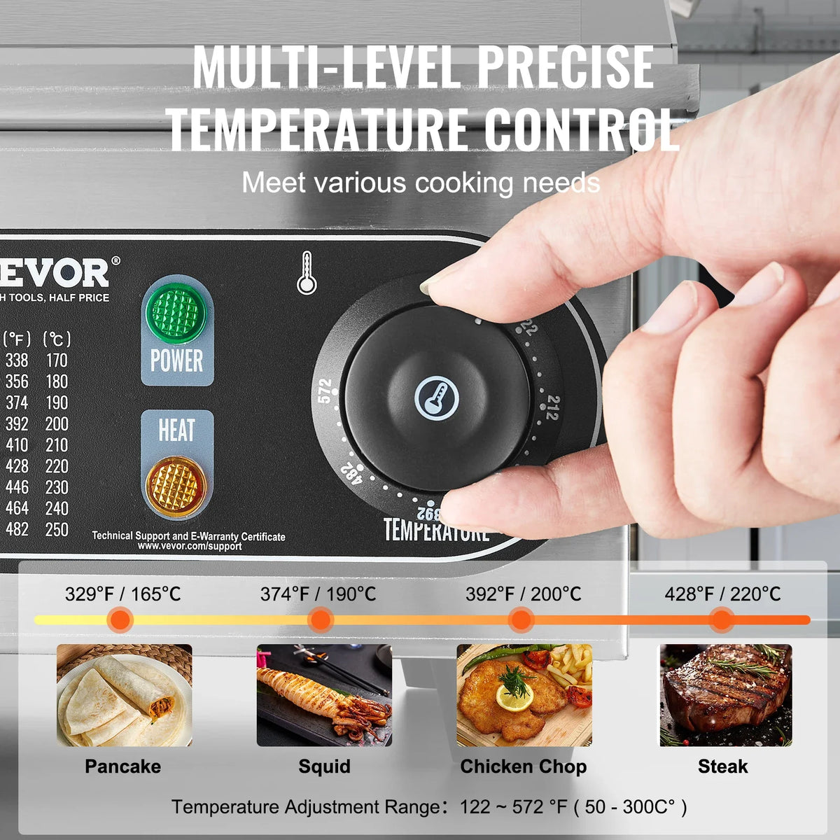 21.4In Commercial Electric Griddle,3200W Countertop Flat Top Grill,122℉-572℉Adjustable Temp,Stainless Steel Griddle Grill