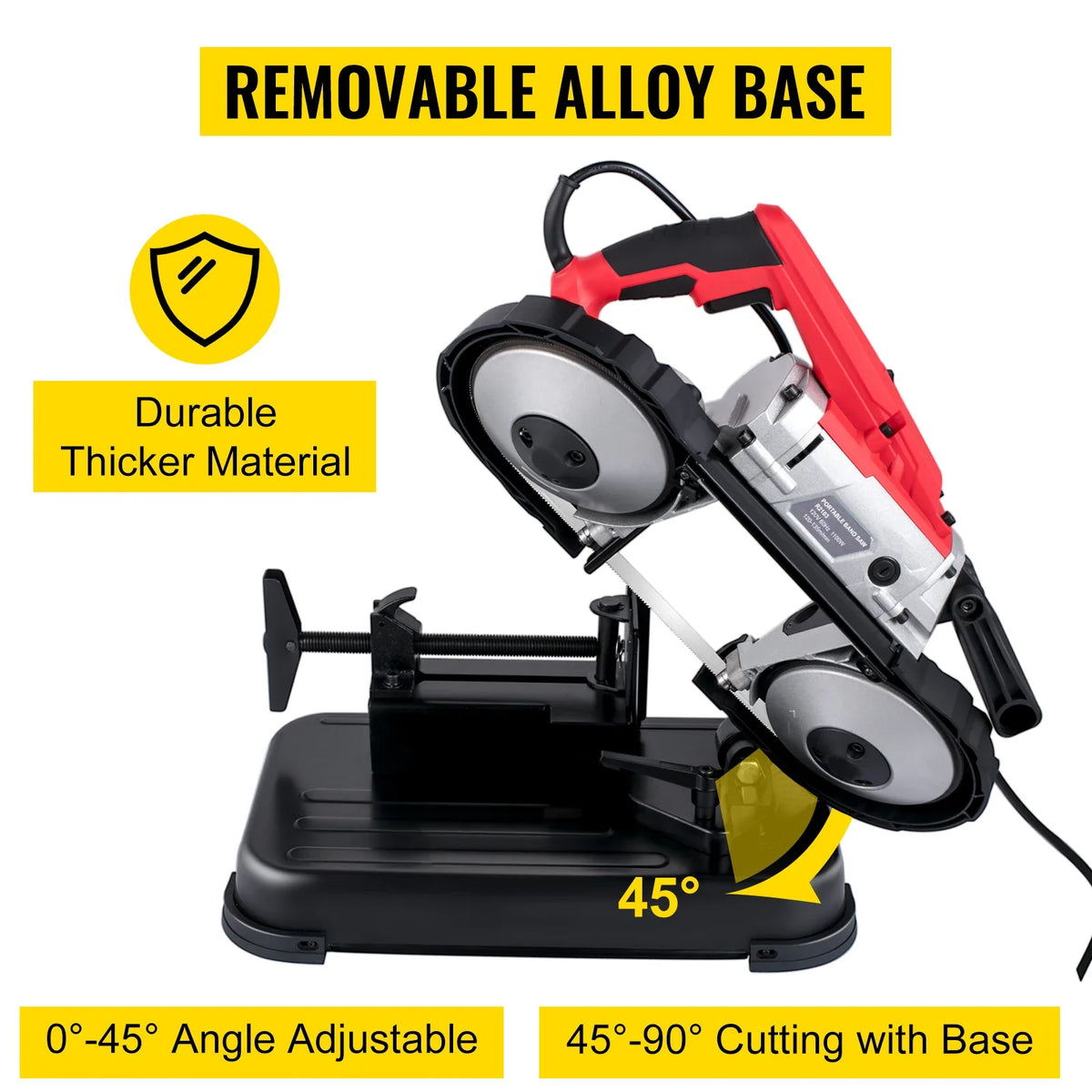 Portable BandSaw 5Inch Cutting Capacity Cordless Variable Speed 10Amp Motor Deep Cut Bandsaw for Metal Wood Pipes Rebar